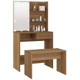  Set toaletnog stolića LED boja hrasta od konstruiranog drva Smeđa 74.5 x 40 x 141 cm | shoptok.hr