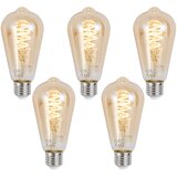 LUUMR Komplet 5 Pametna zatemljiva LED žarnica E27 ST64 jantar 4,9 W 320 lm 2500 K | Shoptok.si