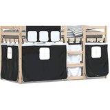  Krevet na kat sa zavjesama bijelo-crni 90 x 200 cm od borovine | shoptok.hr