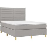  Box spring postelja z vzmetnico LED sv. siva 140x200 cm blago, (20789689) | Shoptok.si