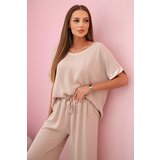 Kesi Włoski Viscose set with golden trim dark beige | Shoptok.si