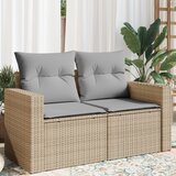 Maison Chic Vrtni kavč - Zunanji kavč z blazinami 2-sedežni bež poli ratan, (22043596) | Shoptok.si