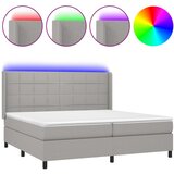  Krevet box spring s madracem LED svjetlosivi 200x200 cm tkanina | shoptok.hr