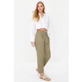 Trendyol Khaki Cotton Carrot Pattern Stripe Detailed Woven Trousers | Shoptok.si