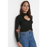 Trendyol Black Crop Cut Out Detailed Knitwear Sweater Cene