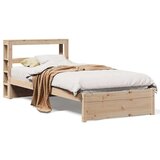  Posteljni okvir z vzglavjem bel 75x190 cm trdna borovina, (21303753) | Shoptok.si