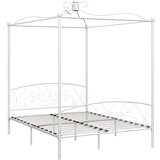 The Living Store Posteljni okvir z ogrodjem za baldahin bel kovinski 180x200 cm - Posteljni Okvir, (21492495) | Shoptok.si