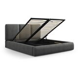 Mazzini Beds Siva oblazinjena zakonska postelja s prostorom za shranjevanje z letvenim dnom 160x200 cm Brody – | Shoptok.si