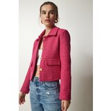  Women's Pink Tweed Crop Jacket | shoptok.hr