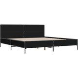  Okvir za krevet crni 200 x 200 cm konstruirano drvo i metal | shoptok.hr
