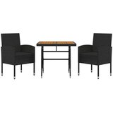  3-dijelni vrtni blagovaonski set od poliratana crni | shoptok.hr