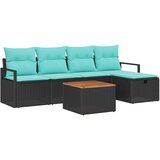  Vrtna sedežna garnitura z blazino 6 pcs Črna poli ratan, (5000144660) | Shoptok.si