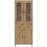 vidaXL Visok predalnik 2 pcs Umetni hrast Inženirski les in steklo | Shoptok.si