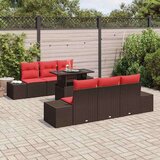  Set sofe s jastukom 7 pcs Smeđa i crvena poliratan | shoptok.hr