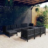 The Living Store Vrtna sedežna garnitura 10-delna z blazinami črna borovina - Vrtna Sedežna Garnitura, (21470049) | Shoptok.si