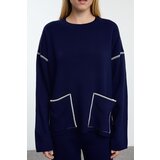 Trendyol Navy Blue Piping Detailed Trouser Knitwear Top-Bottom Set | shoptok.hr