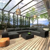 Poli 10-dijelna vrtna garnitura od poliratana s jastucima crna | shoptok.hr