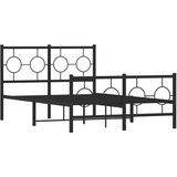 Metalni okvir kreveta uzglavlje i podnožje crni 120x200 cm | shoptok.hr