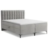 Svetlo siva boxspring postelja s prostorom za shranjevanje 180x200 cm Puhala –