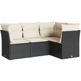 Maison Chic Seti vrtnega pohištva - Vrtna garnitura - Vrtni pohištvo set 4-delna z blazinami črna poli ratan, (21810212) | Shoptok.si