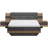 Hom`in POSTELJNA GARNITURA 180 cm x 200 cm , tekstil, leseni material barve grafita, barve hrasta | Shoptok.si