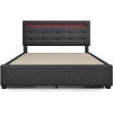 Lumor Postelja s predalom 140x200 cm iz lanu – z LED, 2 predaloma in letvenim dnom – siva, (22150842) | Shoptok.si