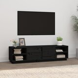 TV ormarić crni 156 x 40 x 40 cm od masivne borovine | Eponuda.com