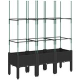 Maison Chic Cvetlično korito - Cvetlični Lonec z oporno mrežo črno 120x40x142,5 cm PP, (21790573) Cene