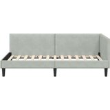 vidaXL Kotna postelja Svetlo siva 90 x 190 cm Samet in sodobno leseno | Shoptok.si