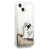 Karl Lagerfeld KLHCP13SGCFD za iPhone 13 mini zlata prozorna trda zaščita z bleščicami - Choupette Fun | Shoptok.si