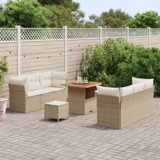  Vrtna garnitura - 9-dijelni set vrtnih sofa s jastučićima bež poli ratan akacija | shoptok.hr