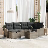 vidaXL 7-delni vrtni kavč set z blazinami siva poli ratan | Shoptok.si