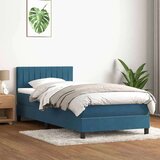 Box spring postelja z vzmetnico temno modra 80x220 cm žamet, (21792912) | Shoptok.si