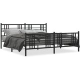 Maison Chic Kovinski Posteljni okvir - Dvoposteljna postelja - Zakonska postelja z vzglavjem in vznožjem črn 183x213 cm, (21697467) | Shoptok.si