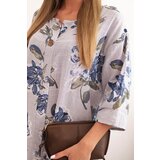 Kesi Włoski Women's cotton dress with floral pattern and 3/4 sleeve gray | shoptok.hr
