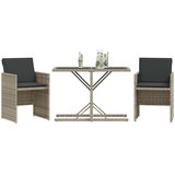 vidaXL 3-dijelni bistro set s jastucima svjetlosivi od poliratana | shoptok.hr