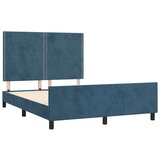  Posteljni okvir z vzglavjem temno moder 140x190 cm žamet, (20902684) | Shoptok.si