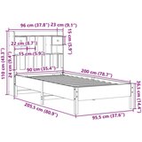  Krevet s regalom za knjige bez madraca 90x200 cm od borovine | shoptok.hr