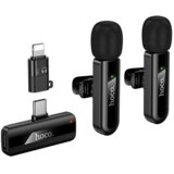hoco. Bežični mikrofon L20A USB-C / Lightning 2 komada crni | shoptok.hr