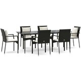  7-dijelni vrtni blagovaonski set s jastucima crni od poliratana | shoptok.hr