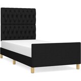 The Living Store Posteljni okvir z vzglavjem črn 100x200 cm blago - Posteljni Okvir Z Vzglavjem, (21527199) | Shoptok.si