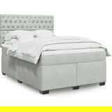 vidaXL Box spring postelja z vzmetnico svetlo siv 140x190 cm žamet | Shoptok.si