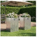 vidaXL Vrtna saksija 2 kom. Srebrna 50 x 50 x 75 cm Pocinčani čelik - Pocinčani čelik 50 x 50 x 75 cm 2 | shoptok.hr