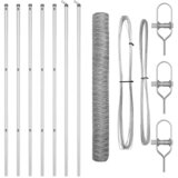vidaXL heksagonalna ograja 1.4 x 10 m pocinkano jeklo, stebri za ograjo 7 kos Ø32 mm 190 cm pocinkano jeklo | Shoptok.si