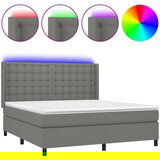  The Living Store Box spring postelja z vzmetnico LED temno siva 160x200 cm blago - Box Spring Postelja, (21501253) | Shoptok.si