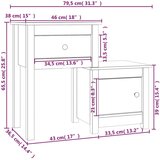 vidaXL noćni ormarić sivi 79,5 x 38 x 65,5 cm od masivne borovine | shoptok.hr