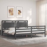  Okvir za krevet s uzglavljem sivi 200 x 200 cm od masivnog drva | shoptok.hr