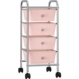vidaXL Premični voziček s 4 predali roza plastika, (20767345) | Shoptok.si