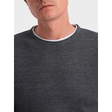Ombre Men's cotton sweater with round neckline - graphite melange | Eponuda.ba