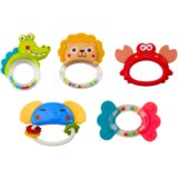 Lean_Toys Komplet ropotulj, grizala, pisane pastelne živali, 4 kosi | Shoptok.si